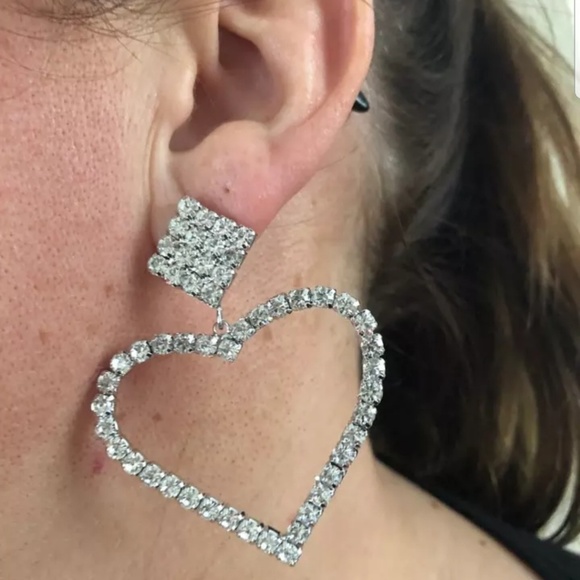 Crystal Heart Statement Earrings - Picture 5 of 6